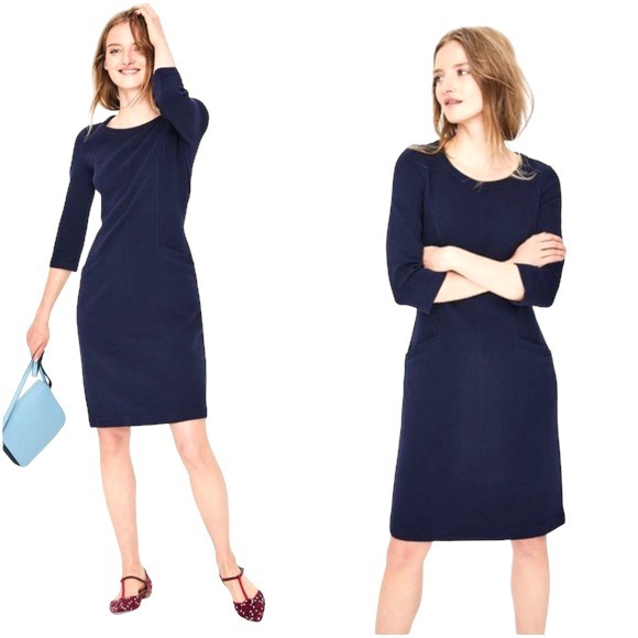 Boden Dresses & Skirts - BODEN Jasmine Ottoman Ponte Long Sleeve Dress in navy